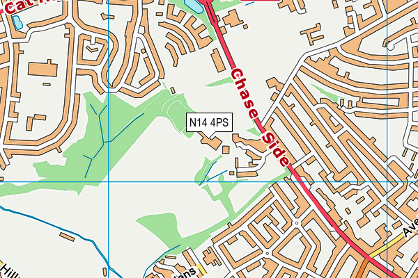 N14 4PS map - OS VectorMap District (Ordnance Survey)