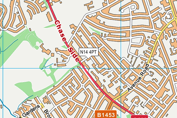 N14 4PT map - OS VectorMap District (Ordnance Survey)