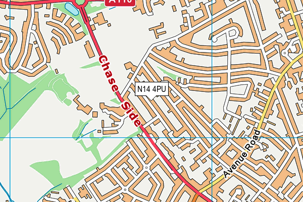 N14 4PU map - OS VectorMap District (Ordnance Survey)