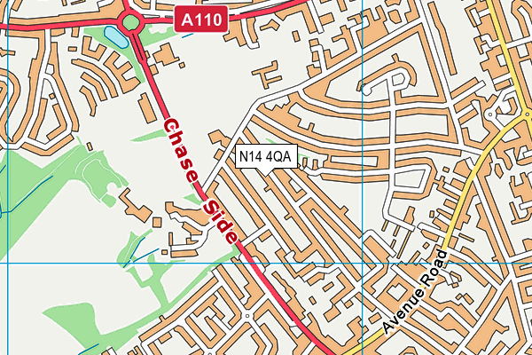 N14 4QA map - OS VectorMap District (Ordnance Survey)