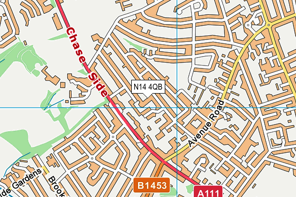 N14 4QB map - OS VectorMap District (Ordnance Survey)