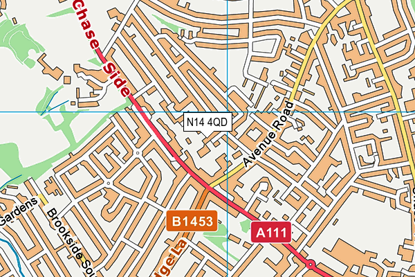 N14 4QD map - OS VectorMap District (Ordnance Survey)