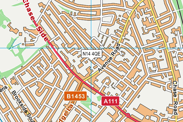 N14 4QE map - OS VectorMap District (Ordnance Survey)