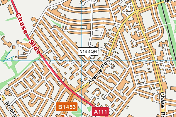 N14 4QH map - OS VectorMap District (Ordnance Survey)