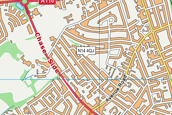 N14 4QJ map - OS VectorMap District (Ordnance Survey)