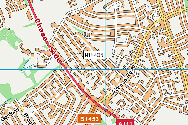 N14 4QN map - OS VectorMap District (Ordnance Survey)