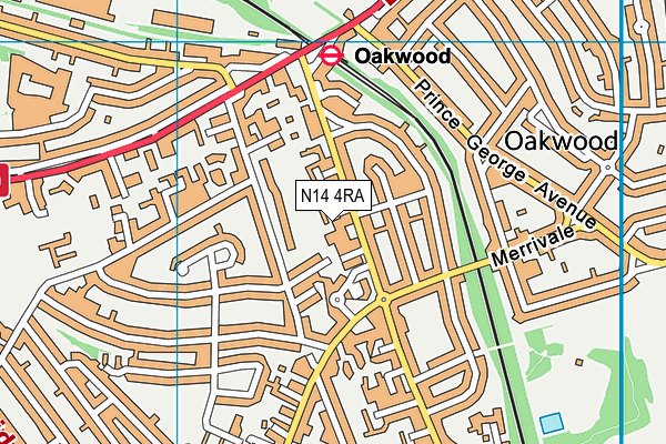 N14 4RA map - OS VectorMap District (Ordnance Survey)