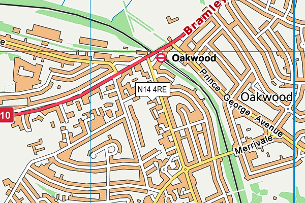 N14 4RE map - OS VectorMap District (Ordnance Survey)