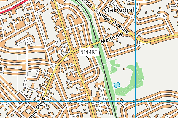 N14 4RT map - OS VectorMap District (Ordnance Survey)