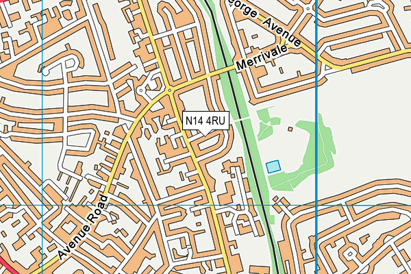 N14 4RU map - OS VectorMap District (Ordnance Survey)