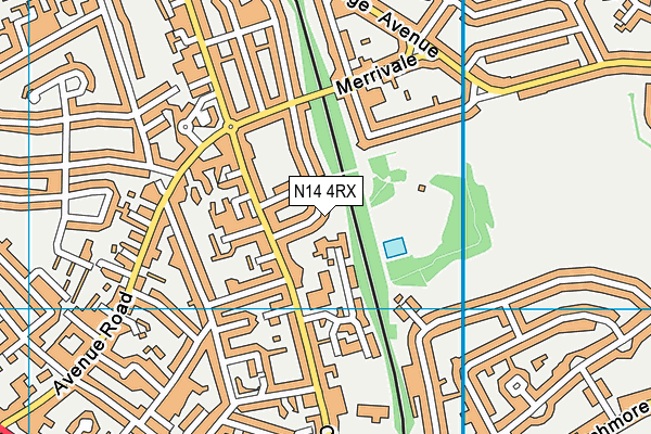 N14 4RX map - OS VectorMap District (Ordnance Survey)