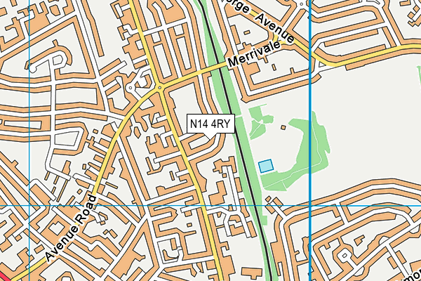 N14 4RY map - OS VectorMap District (Ordnance Survey)
