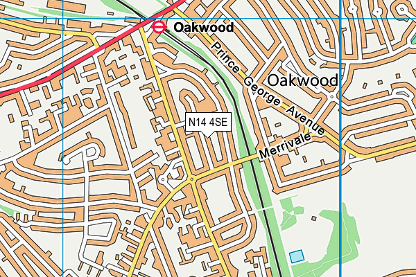 N14 4SE map - OS VectorMap District (Ordnance Survey)