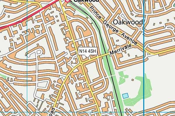 N14 4SH map - OS VectorMap District (Ordnance Survey)