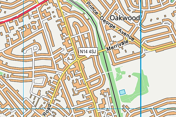 N14 4SJ map - OS VectorMap District (Ordnance Survey)