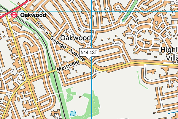 N14 4ST map - OS VectorMap District (Ordnance Survey)