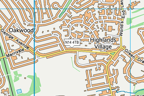 N14 4TB map - OS VectorMap District (Ordnance Survey)
