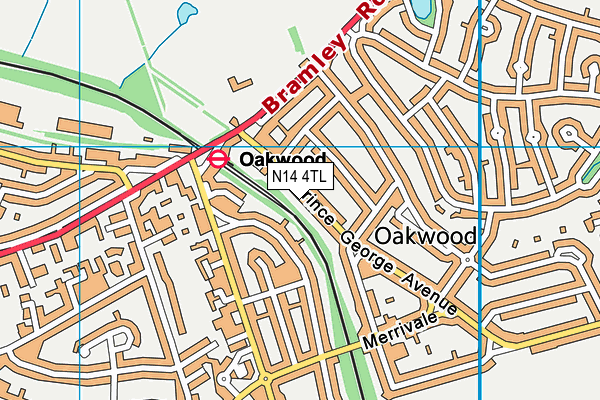 N14 4TL map - OS VectorMap District (Ordnance Survey)