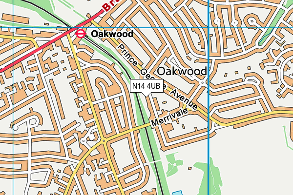 N14 4UB map - OS VectorMap District (Ordnance Survey)