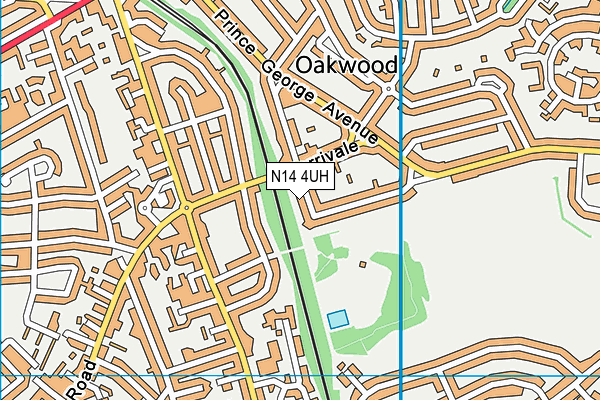 N14 4UH map - OS VectorMap District (Ordnance Survey)