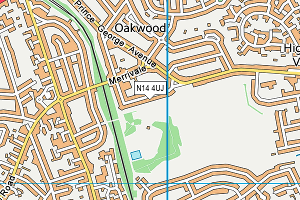 N14 4UJ map - OS VectorMap District (Ordnance Survey)