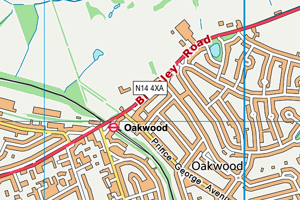 N14 4XA map - OS VectorMap District (Ordnance Survey)