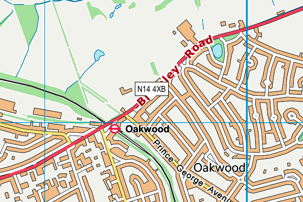 N14 4XB map - OS VectorMap District (Ordnance Survey)