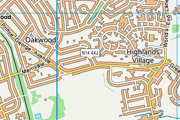 N14 4XJ map - OS VectorMap District (Ordnance Survey)