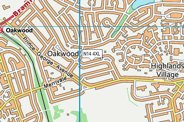 N14 4XL map - OS VectorMap District (Ordnance Survey)