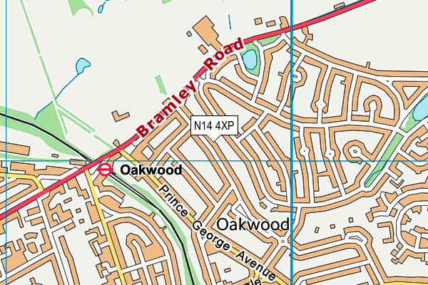 N14 4XP map - OS VectorMap District (Ordnance Survey)