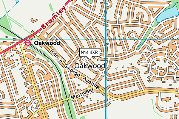 N14 4XR map - OS VectorMap District (Ordnance Survey)