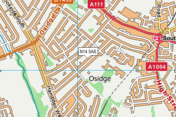 N14 5AS map - OS VectorMap District (Ordnance Survey)