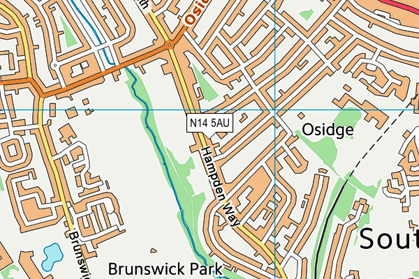 N14 5AU map - OS VectorMap District (Ordnance Survey)