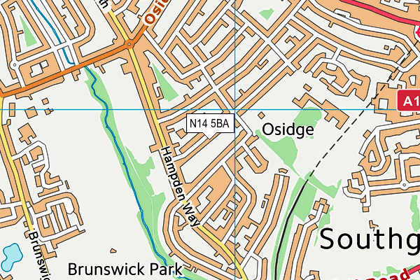 N14 5BA map - OS VectorMap District (Ordnance Survey)