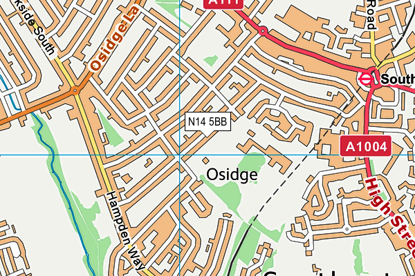 N14 5BB map - OS VectorMap District (Ordnance Survey)