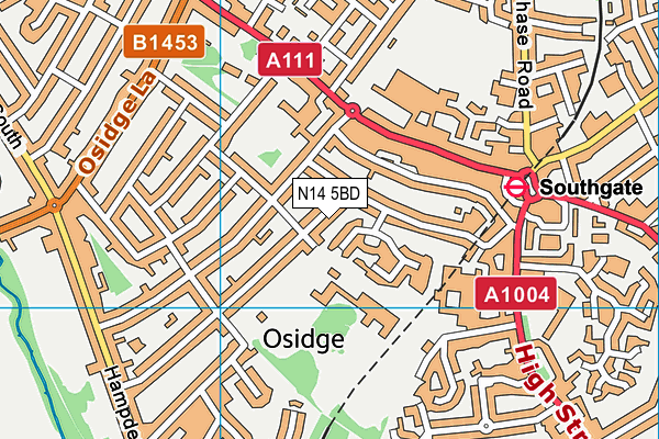 N14 5BD map - OS VectorMap District (Ordnance Survey)