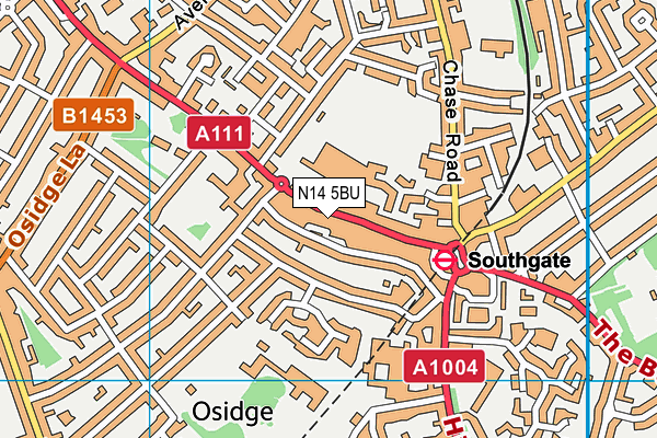 N14 5BU map - OS VectorMap District (Ordnance Survey)