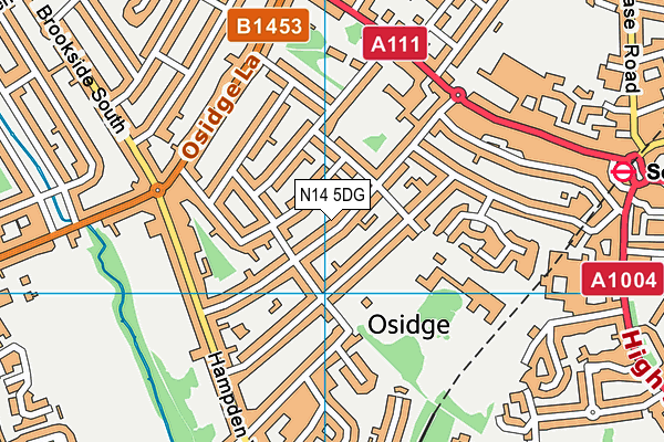 N14 5DG map - OS VectorMap District (Ordnance Survey)