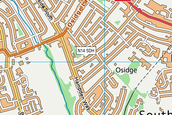 N14 5DH map - OS VectorMap District (Ordnance Survey)