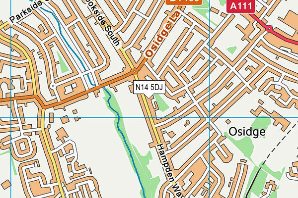 N14 5DJ map - OS VectorMap District (Ordnance Survey)