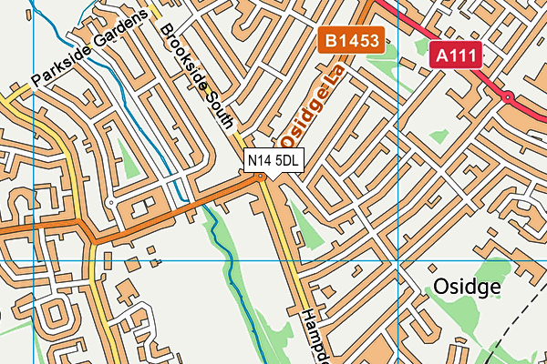 N14 5DL map - OS VectorMap District (Ordnance Survey)