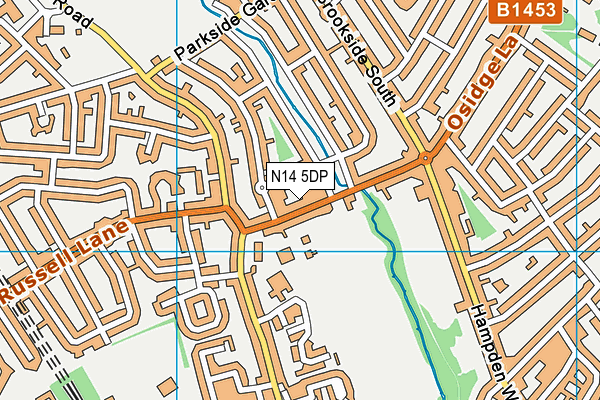 N14 5DP map - OS VectorMap District (Ordnance Survey)