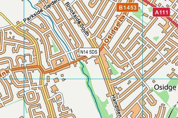 N14 5DS map - OS VectorMap District (Ordnance Survey)