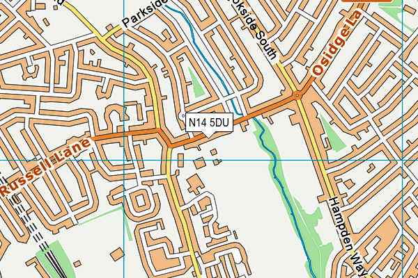 N14 5DU map - OS VectorMap District (Ordnance Survey)