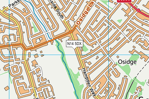 N14 5DX map - OS VectorMap District (Ordnance Survey)