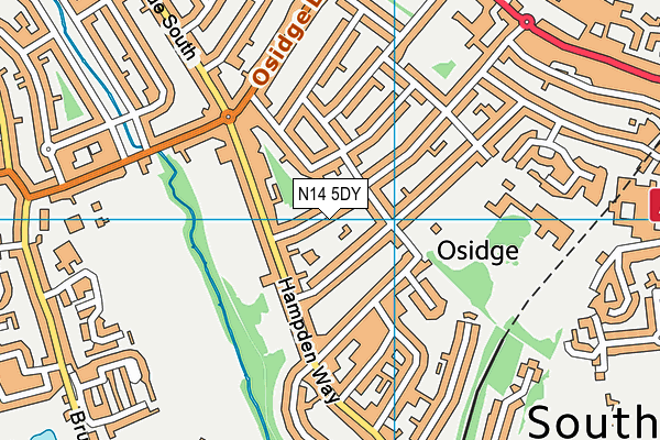 N14 5DY map - OS VectorMap District (Ordnance Survey)