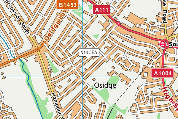 N14 5EA map - OS VectorMap District (Ordnance Survey)