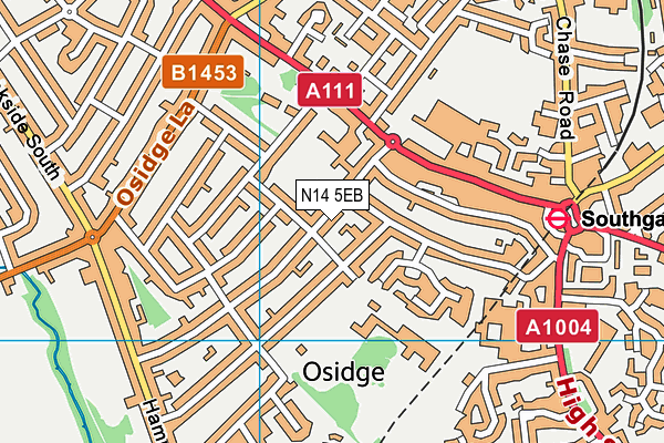 N14 5EB map - OS VectorMap District (Ordnance Survey)