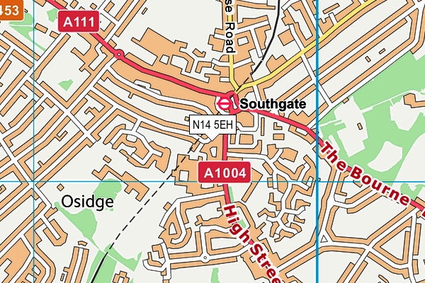 N14 5EH map - OS VectorMap District (Ordnance Survey)