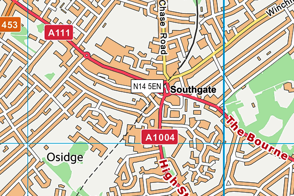 N14 5EN map - OS VectorMap District (Ordnance Survey)